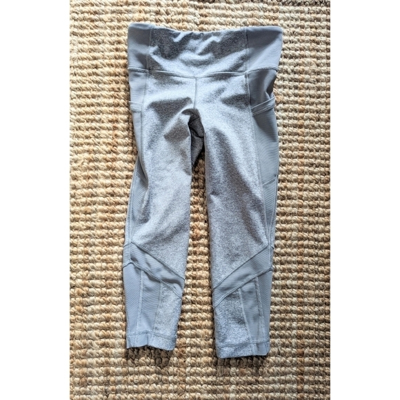 Ivivva Lululemon Girl's Grey Mesh Panel Leggings Size 6 - Picture 1 of 5